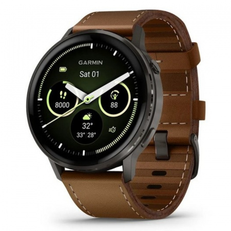 умные часы watch garmin venu 4 45 mm slate black leather brown 010-03014-03 умные часы watch garmin venu 4 45 mm slate black leather brown 010-03014-03