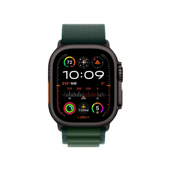 умные часы apple watch ultra 2 (2024) 49 black titanium case with l dark green alpine loop
