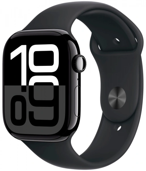 умные часы apple watch s10 42 mm jet black aluminum case sport band s/m